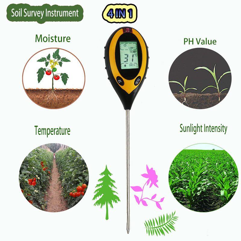 Tester de sol Instrumente de grădină Testarea plantelor în aer liber din interior necesită baterii