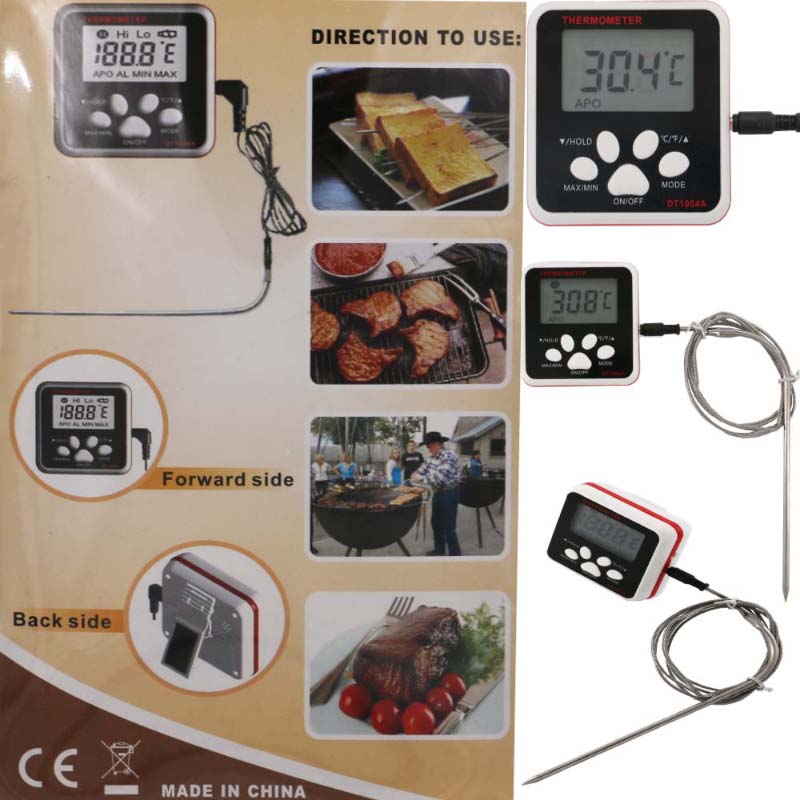 Termometru digital de calitate alimentară, linie cu sonde lungi, portabil acasă în exterior
