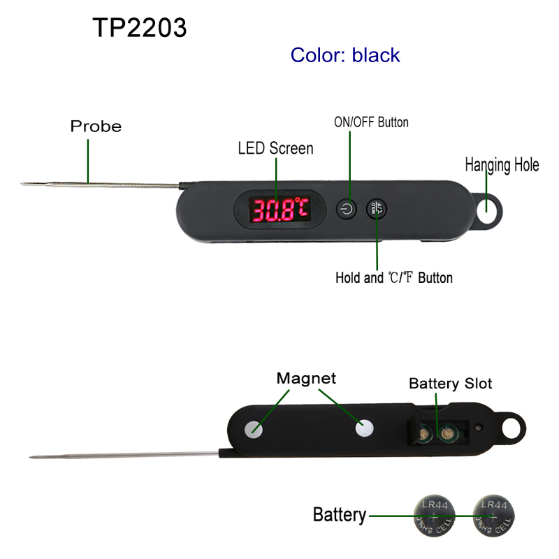 Thermopro TP2203 Termometru digital pentru gătit cu alimente Instant Citiți Termometru pentru carne pentru grătar Fumar grătar
